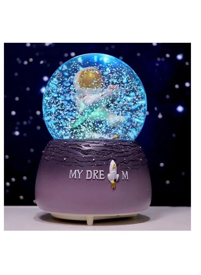 Music Snow Globe with Space Astronaut Automatic Snow Fall Effect Suitable Home Decor Gift for Girls 5 to 12 Years Old